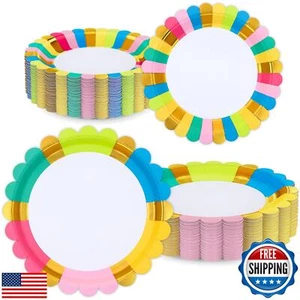 Scalloped Paper Plates 100pk, Disposable Party Plates with 50pk Dinner Plates - Picture 1 of 5