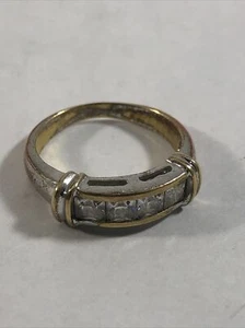 Silver Tone Band Ring White Stones Vintage Costume Jewelry Size 5 - Picture 1 of 7