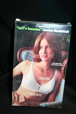 34 B винтажный 70-х годов новый из старых запасов нейлона контур замочная скважина бюстгальтер мягкий и чувственный изысканная форма P3789  - Изображение 1 из 4