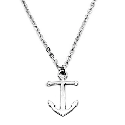 Collana con ANCORA Argento a catena in ACCIAIO INOX ciondolo da Uomo Donna croce - Immagine 1 di 4