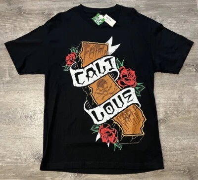 Fatal California Clothing Graphic T-Shirt Black Roses Cali Love Size Large NEW - Image 1 of 4
