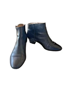 Alfani Boots Women's 8 M Sicilla Side Zip Ankle Bootie Black Leather 1.75" Heel - Picture 1 of 8
