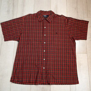 VINTAGE Polo Ralph Lauren Shirt Mens XL Red Camp Loop Collar Adams - Picture 1 of 12