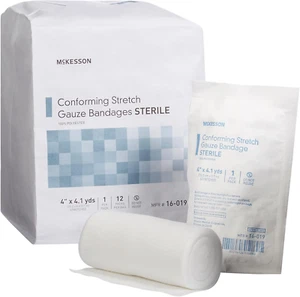 Conforming Stretch Gauze Bandages, Sterile, 4 in X 4 1/10 Yd, 96 Count - Picture 1 of 9
