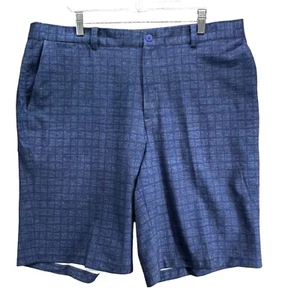 Nike Golf Shorts Mens 38 Blue Check Tour Performance Dri Fit Stretch Comfort - Picture 1 of 15