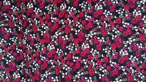 vintage fabric roses/flowers on black 1 yard 56" wide natural fiber - Picture 1 of 10