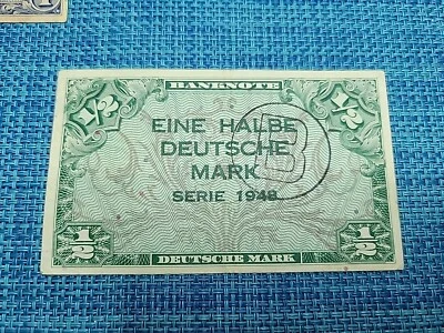 🇩🇪 Germany West Federal 1/2 half mark 1948  "B"  P-1b  VF  Banknote 122024-15 - Image 1 of 2