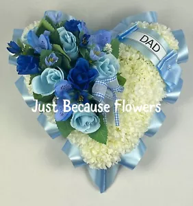 Artificial flowers Grave tribute Funeral Wreath Heart Nan Mum Aunt Dad Son - Picture 1 of 2