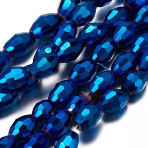 4x6mm Faceted Crystal Oval Metallic Beads - Picture 1 of 19