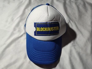 Vintage Blockbuster Snapback Hat Blue Mesh Trucker Cap Otto - Picture 1 of 5