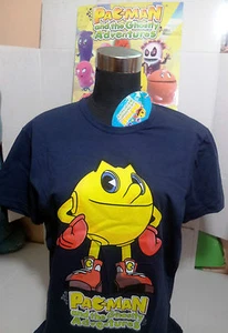 PAC-MAN T-SHIRT TG."S" MAGLIETTA BLU BANDAI AND GHOSTLY ADVENTURES ORIGINALE - Picture 1 of 1