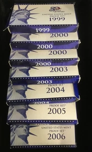 7 United States Mint Uncirculated Proof Sets 1999 - 2006, With State Quarters - Picture 1 of 9