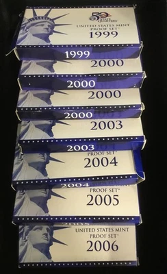 7 United States Mint Uncirculated Proof Sets 1999 - 2006, With State Quarters - Image 1 of 4