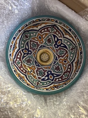Hand Painted, Moroccan, Decorative Table Top Sink Bowl - Image 1 of 4