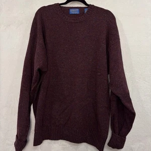 Vintage 80s Pendleton Shetland Wool Knit Sweater 2XL Burgundy Pullover Crew Neck - Picture 1 of 12