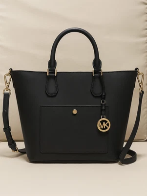 NWT MICHAEL KORS Greenwich Large Grab Bag Leather – Black - Image 1 of 4