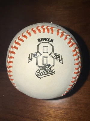 Cal Ripken Jr Ironman Commemorative Rawlings OAL Baseball-ORANGE SEAMS  - Image 1 of 4