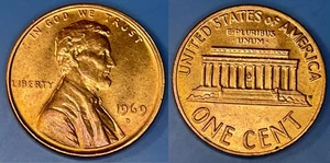 USA 1969 D Lincoln Memorial Cent KM-201 Bronze aUNC #15 - US Seller - Bild 1 von 1