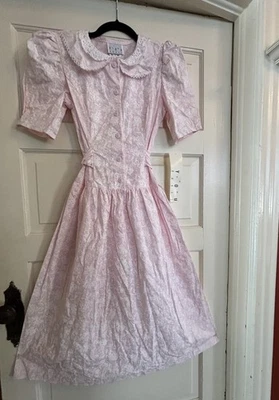 Vestido Vintage Floral Cottage Core Años 80 Mangas Hinchadas Lazo Jardín Victoriano 5 S Foto 1 de 4