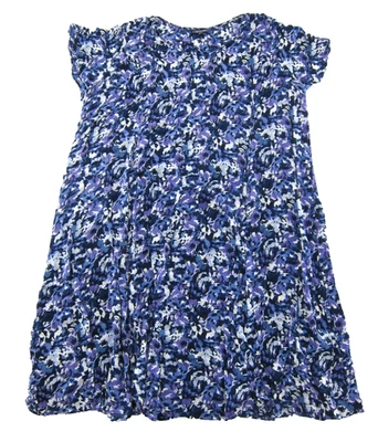 Roaman's 100% Rayon Blue Purple White Short Sleeve Kaftan Muumuu Maxi Dress 3X - Image 1 of 4