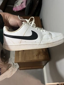 Nike Air Force 1 Low White Black Leather Sneakers Men’s Size UK 12 - Picture 1 of 6