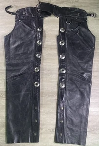 Harley Davidson Small Men's HERITAGE BOISE Black Lined Leather Motorcycle Chaps - Bild 1 von 22
