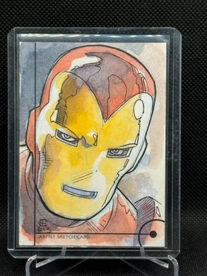 2013 Upper Deck Marvel Fleer Retro Artist Sketch Card Jim Cheung Iron Man 1/1 - Image 1 of 2