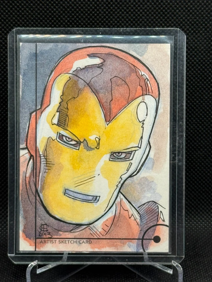 2013 Upper Deck Marvel Fleer Retro Artist Sketch Card Jim Cheung Iron Man 1/1 - Image 1 of 2