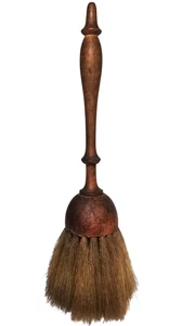 RARO SHAKER METÀ-FINE XIX SECOLO ANTICO LEGNO DURO TORNITO A MANO CRINE TESSUTO SPAZZOLA - Foto 1 di 11