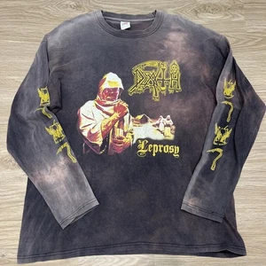 Camisa De Colección Death Lepra Manga Larga Desteñida L Euro Banda Concierto Metal Rock - Imagen 1 de 7