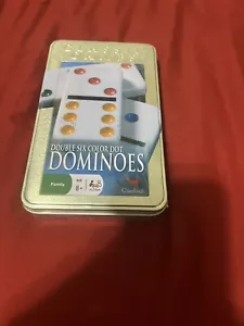 Classic Games Dominoes Double Six Color Dot In Sealed Tin Cardinal - Picture 1 of 2