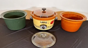 Rival almond Crock pot Rival 3350 / 2 Set with extra crocks!! MCM- works - Picture 1 of 3