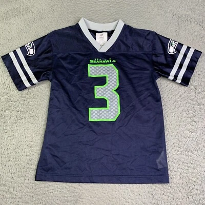 Seattle Seahawks Jersey Youth Large Wilson #3 V Neck Football NFL Graphic Print - Image 1 of 4
