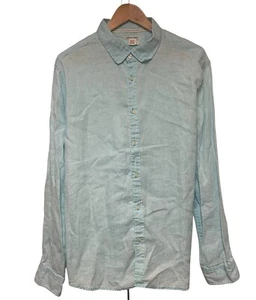 Carbon 2 Cobalt Men's Size Large Button Front Shirt Light Blue Linen L/S euc - Picture 1 of 4