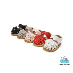 Flower Design Toddler Girl Baby Sandals with Anti-Slip Rubber Sole for Summer - Picture 1 of 16