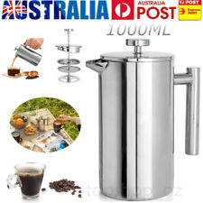 1000ML Stainless Steel Double Wall French Coffee Press Tea Pot Plunger Maker