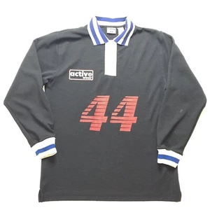 Vintage Jerzees number 44 Mens 1/4 Zip Up Black Collared Sweatshirt Size Large - Picture 1 of 7