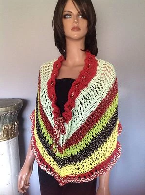 Mantón tejido a mano envolvente cápsula diseñador verano moda cadera elegante encaje multicolor Foto 1 de 4