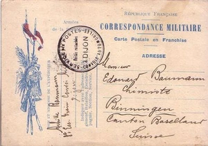 FRANCE - 1914 Correspondance Militaire - Carte en franchise circulated to Suisse - Picture 1 of 2