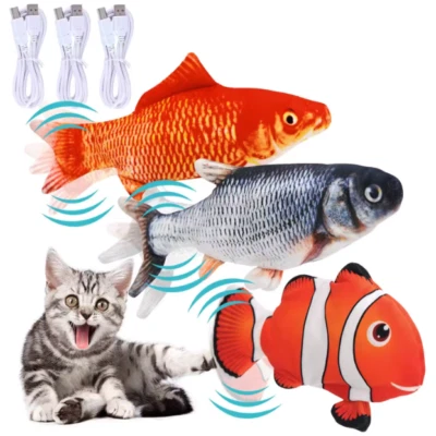 DOBA Cat Toy Flopping Fish Cat Toy With Realistic Tail Wagging Red Crucian Carp