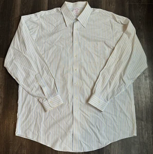 Mens Brooks Brothers Classic Button Down Dress Shirt Size 17.5 - 37 Striped - Picture 1 of 6