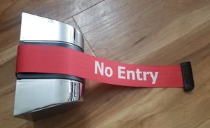 Tensabarrier Crome w/ a Red & White Belt Barrier ~No Entry~ *PreOwned* - Picture 1 of 4