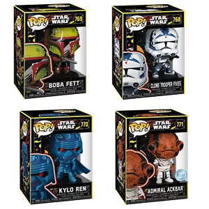 4 Set Star Wars: Clone Wars - Fives Boba Fett Kylo Ren Ackbar Retro Pop! Vinyl - Picture 1 of 5