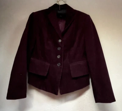 Blazer The J. Peterman Company Mujer 4 Púrpura Cuatro Botones Pana Forrado Informal Foto 1 de 4