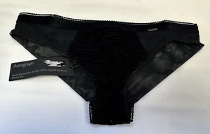 NEW! M&S Autograph Marks & Spencer UK6 black velvet flock Brazilian knickers - Picture 1 of 9