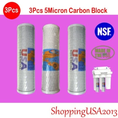 3 x 5M Omnipure Carbon Block Cocount Water Filter RO Reverse Osmosis 10X2.5" - Image 1 of 4