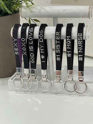 Llavero Coche Diamantes de Imitación Metal Cuero Negro Blanco Cristal Día de la Madre Lindo Regalo Foto 1 de 4