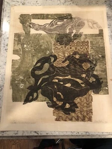 Vintage signierte große geprägte Lithographie von Pferden. Datiert 1973 - Bild 1 von 19