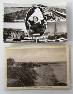2 x Saint-Pair-sur-Mer Normandie Frankreich Postkarten Cartes Postales ~1920/66 - Picture 1 of 2