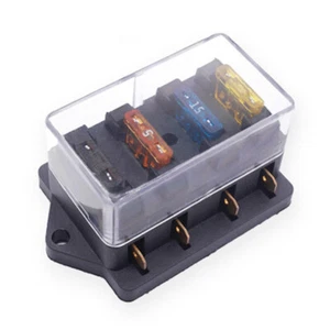 Car Circuit Standard Blade Fuse Box Block Holder 4 Way Fuse For Motorcycles - Picture 1 of 9